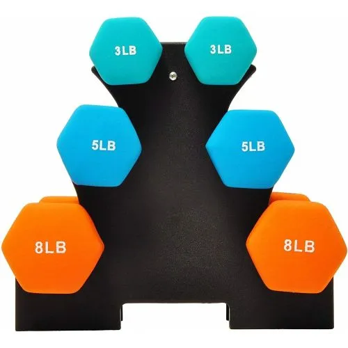 BalanceFrom Colored Neoprene Coated Dumbbell Set with Stand