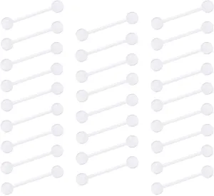 D.Bella 14G Clear Bioflex Flexible Acrylic Straight Tongue Rings Barbells Nipple Ring Retainer Piercing 12mm 14mm 16mm 19mm