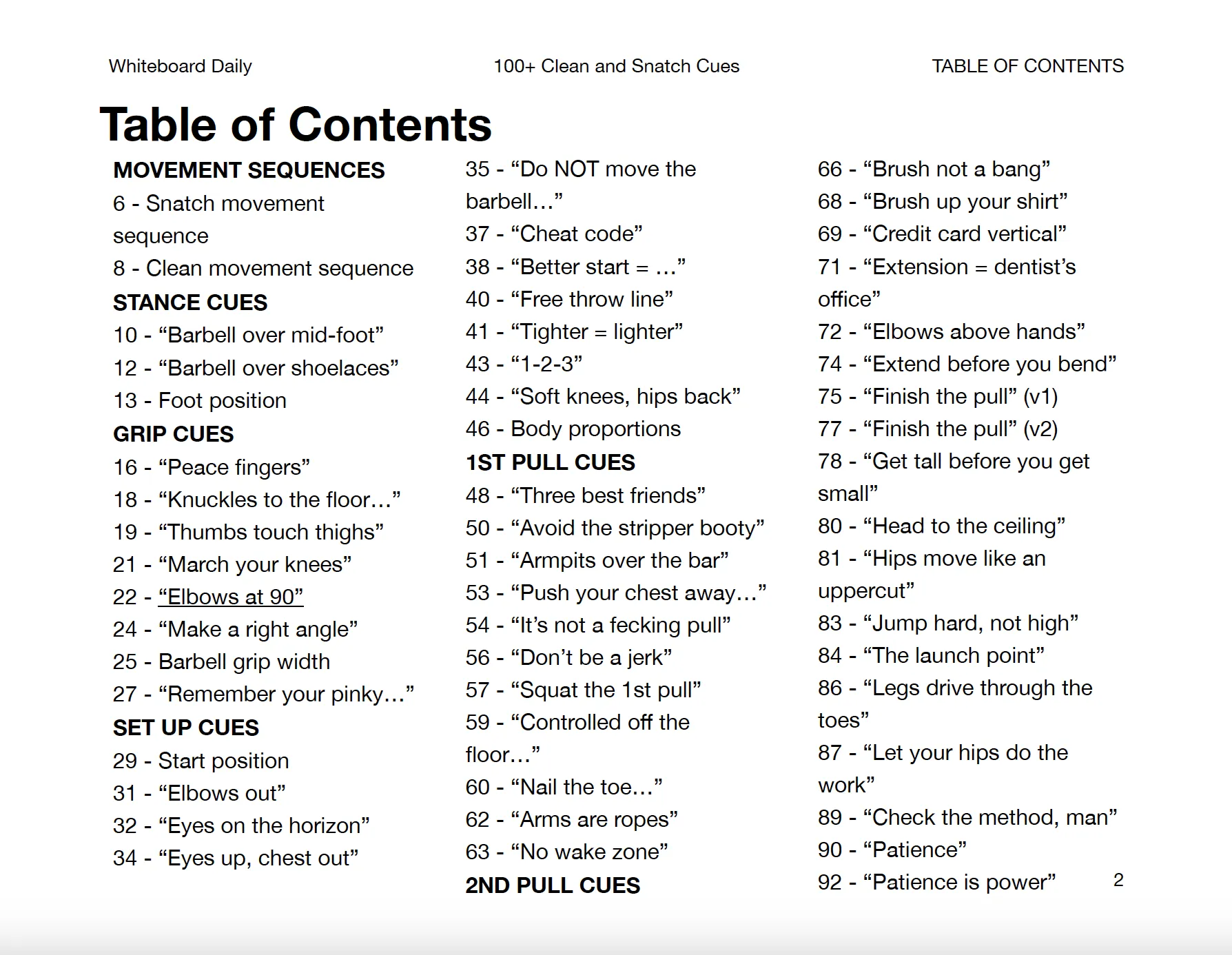 eBook: 100  Clean & Snatch Cues - Volume 1