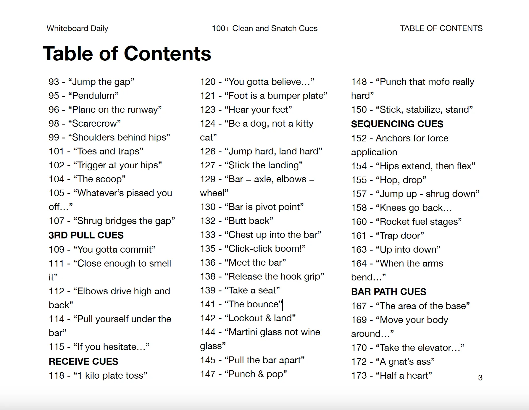 eBook: 100  Clean & Snatch Cues - Volume 1