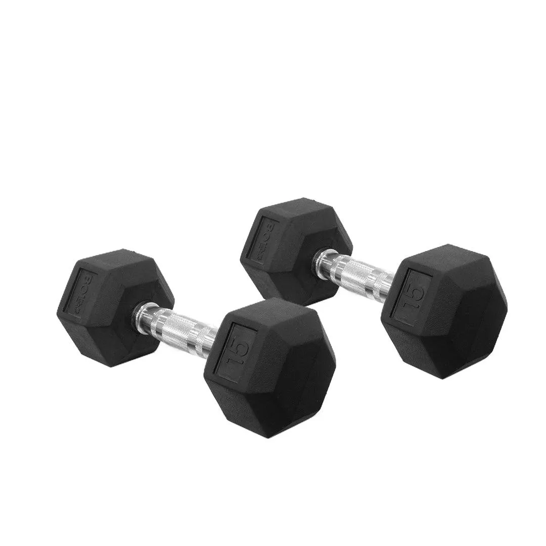 LONESTAR RUBBER HEX DUMBBELL (PAIRS)