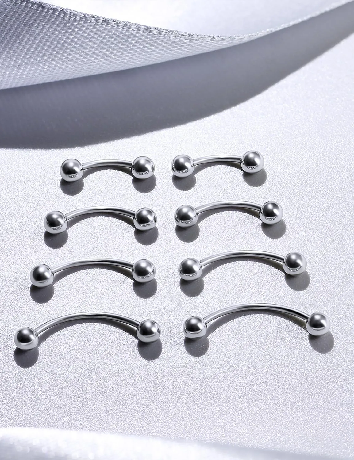 Ocptiy 20G 16G 14G 12G Eyebrow Rook Daith Piercing Jewelry 316L Surgical Steel Vertical Lip Labret Belly Button Ring Snake Eyes Tongue Ring Curved Barbell 6mm(1/4") 8mm(5/16") 10mm (3/8") 12mm(1/2")