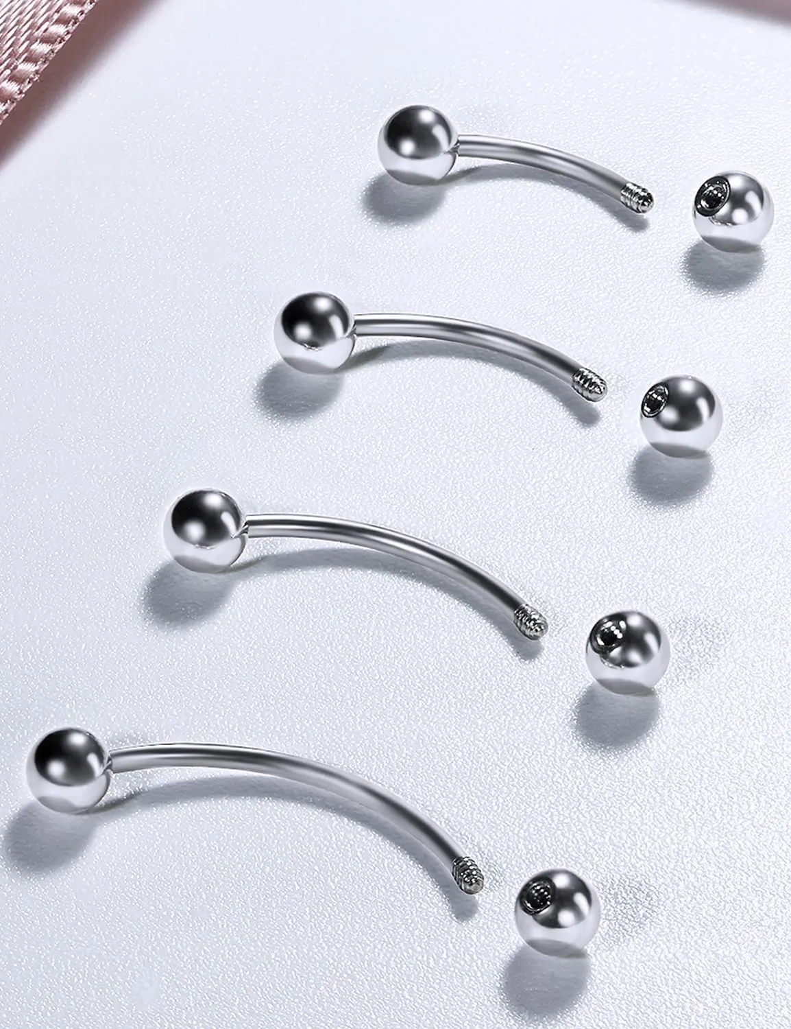 Ocptiy 20G 16G 14G 12G Eyebrow Rook Daith Piercing Jewelry 316L Surgical Steel Vertical Lip Labret Belly Button Ring Snake Eyes Tongue Ring Curved Barbell 6mm(1/4") 8mm(5/16") 10mm (3/8") 12mm(1/2")