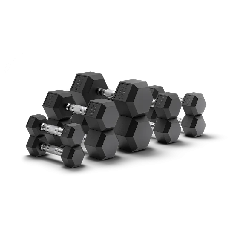 Pair of Black Coated Hex Dumbbells