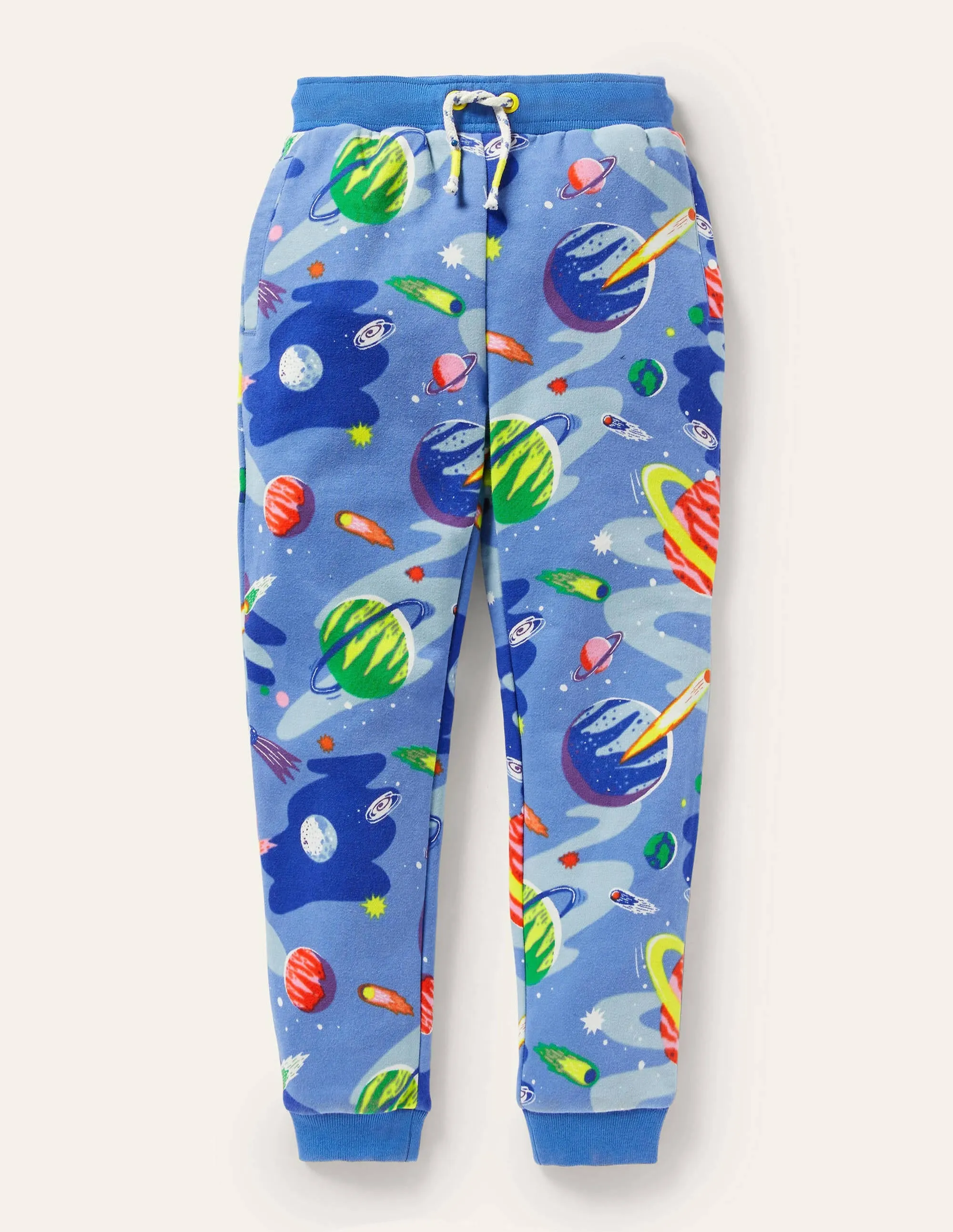 Printed Joggers-Bright Blue Space