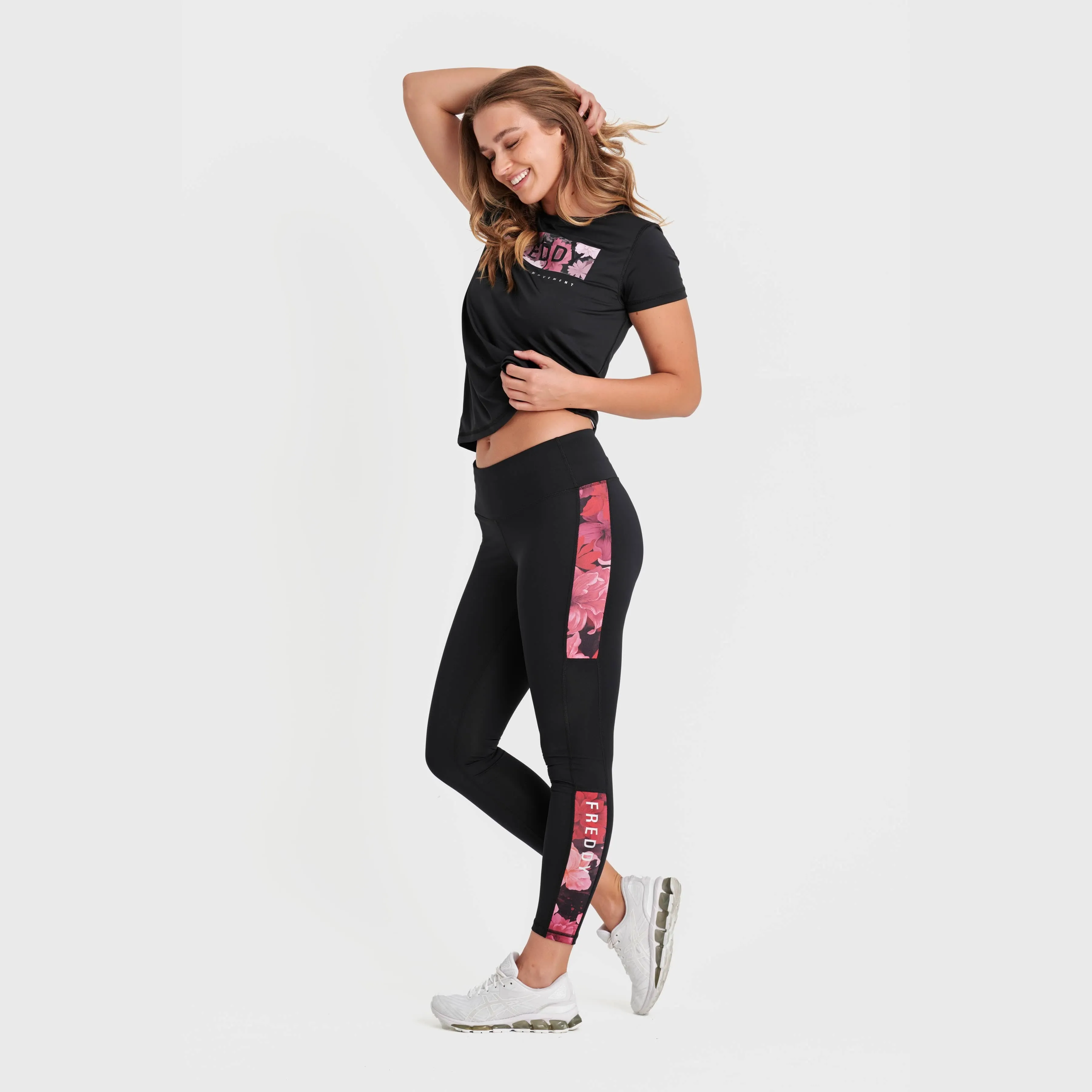 Sports T-Shirt - Black Flower Print Logo