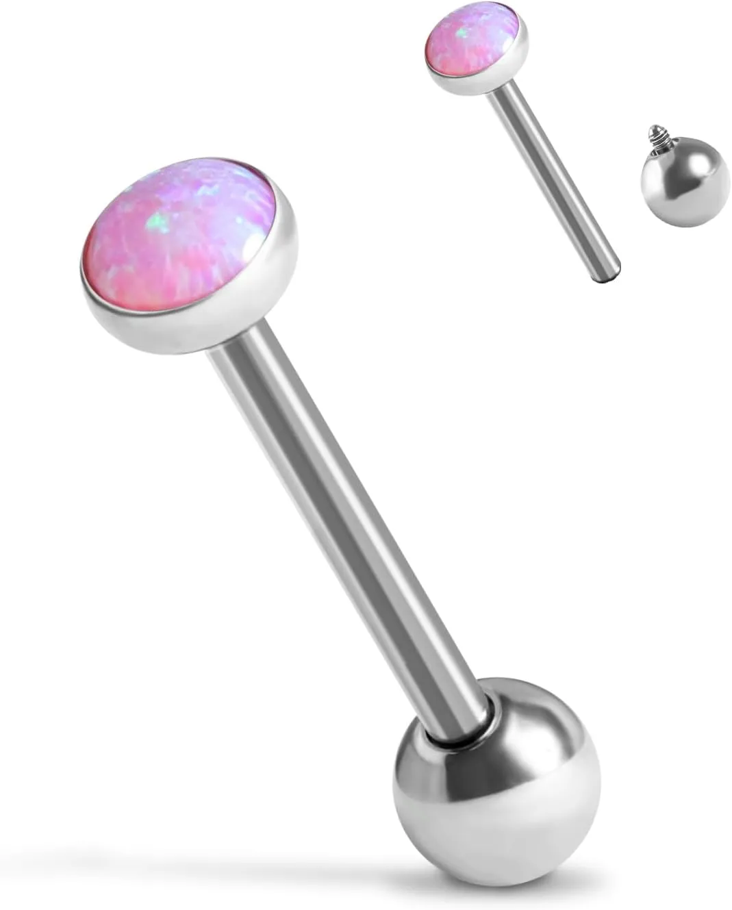 Tongue Rings G23 Titanium Opal Tongue Barbells 14G Tongue Piercing Jewlery for Women Men