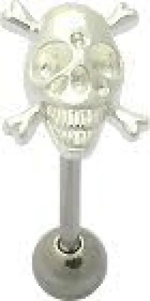 Tongue Rings Skull Crossbones Barbell Barbells Ring 14 Gauge Body Accentz