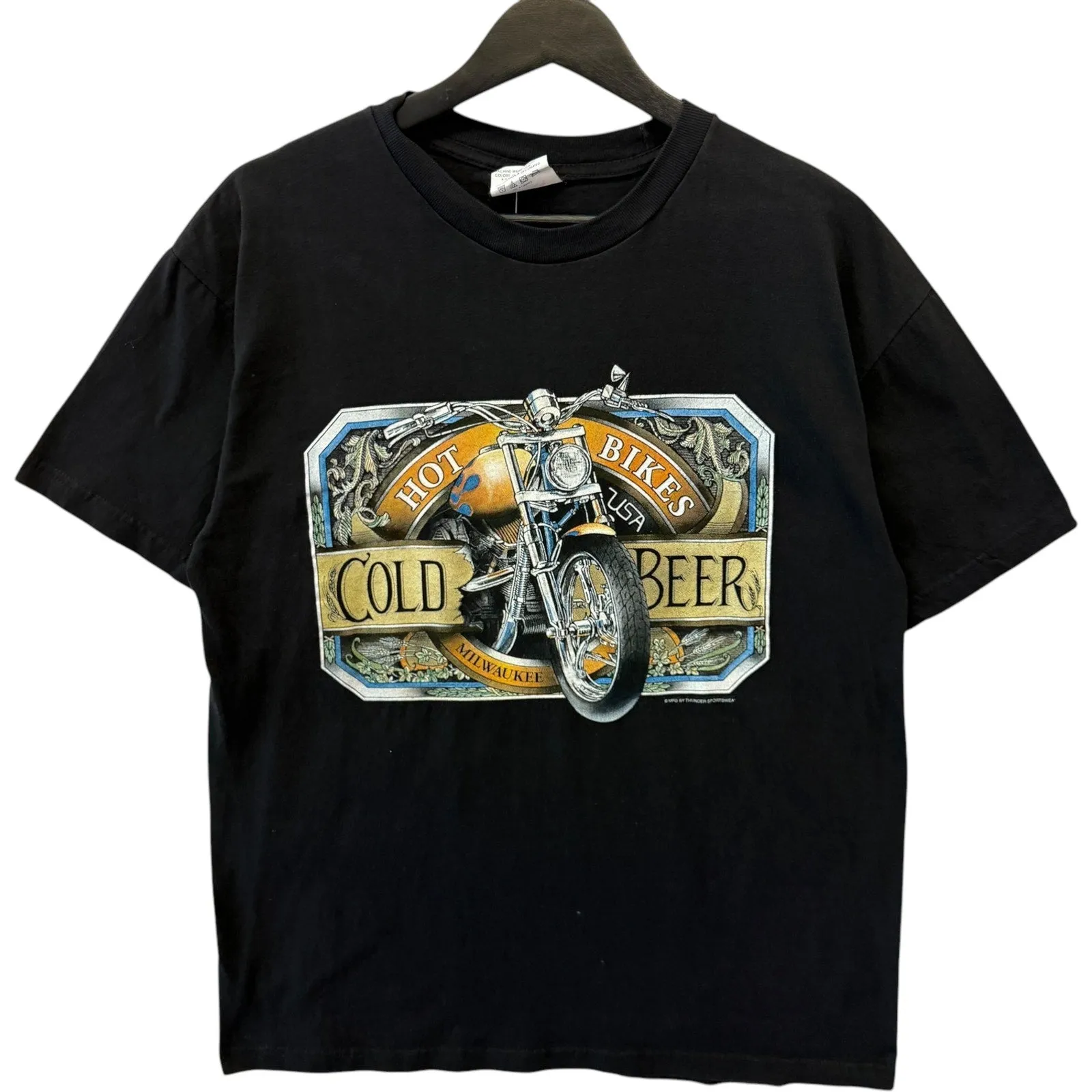 Vintage Hot Bikes Cold Beer USA Tee