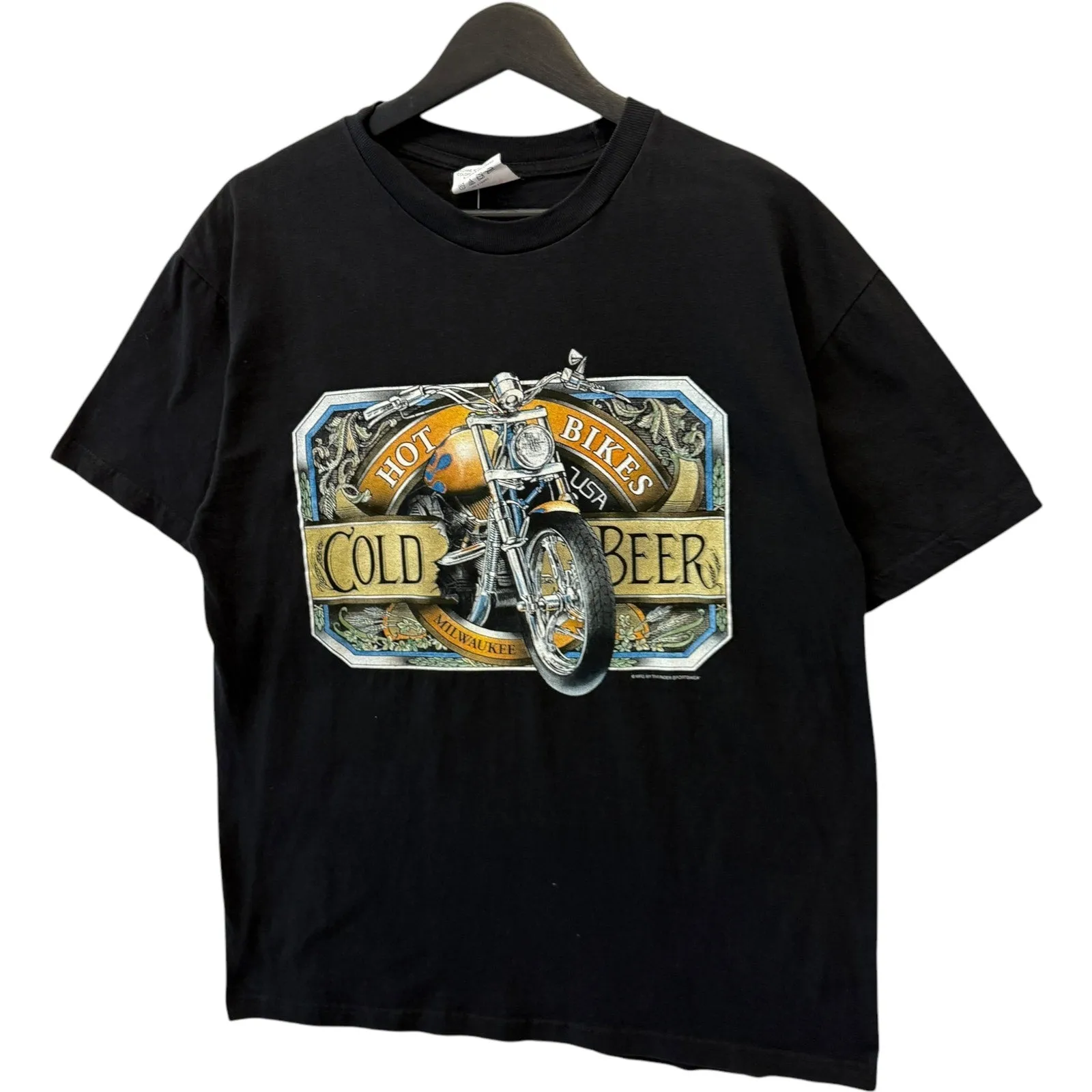Vintage Hot Bikes Cold Beer USA Tee