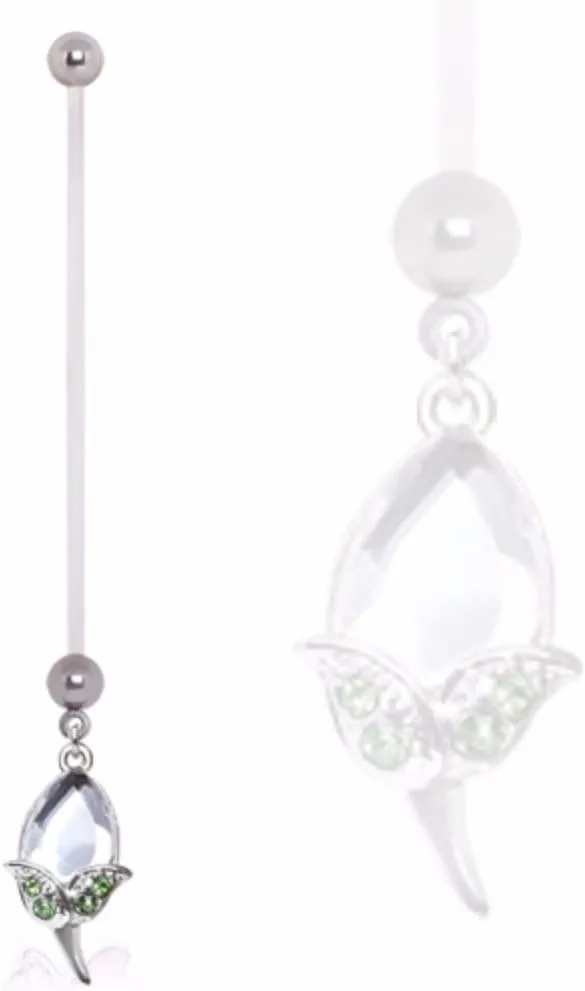 WildKlass Jewelry BioFlex Pregnancy Navel Ring with CZ Tulip Dangle