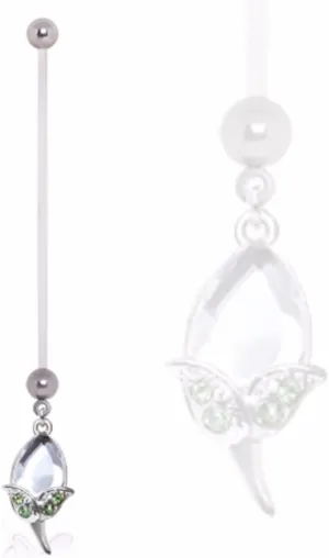 WildKlass Jewelry BioFlex Pregnancy Navel Ring with CZ Tulip Dangle